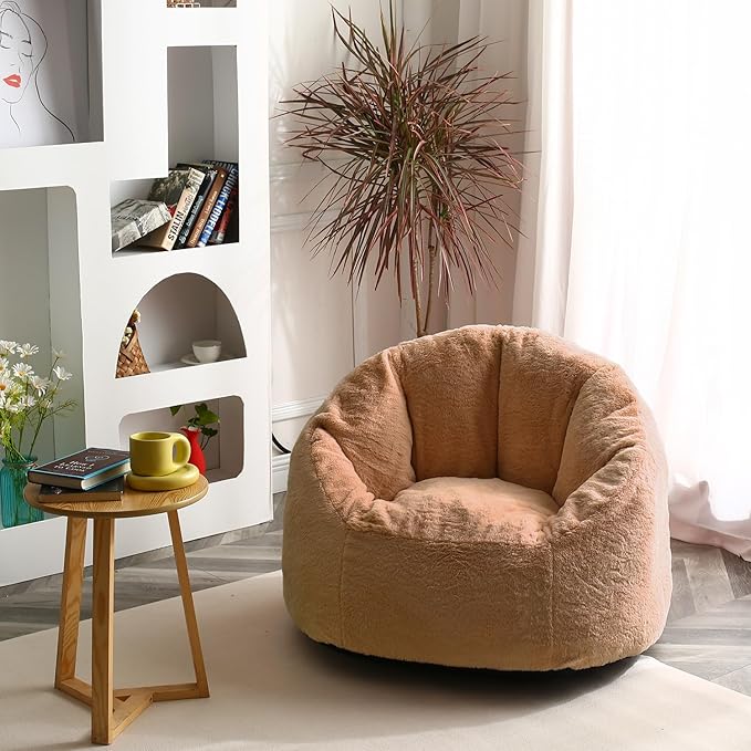 N&V Medium Shell Bean Bag Chair, Adult Size Bean Bag Sack, Foam Filling by NV