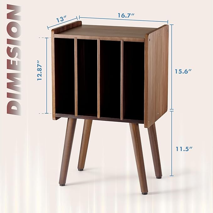Wooden Record Player Stand, Vinyl Record Storage Holder Table - Image 5