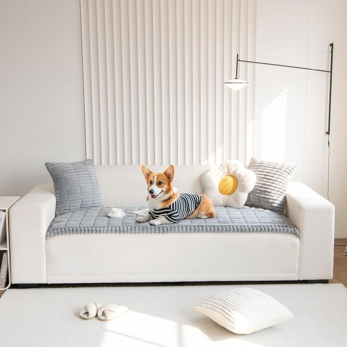 OTOB Couch Cover for Dogs Washable, Non Slip Plush Sofa Covers for 3 Cushion - Image 7