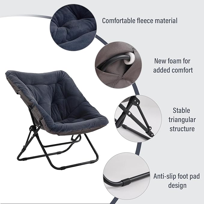 Tiita Comfy Folded Chair, Soft Faux Fur Oversized Folding Accent Chair - Image 4