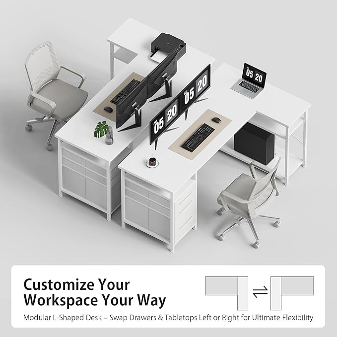 55" Computer Desk with Drawers, Desks - Image 5