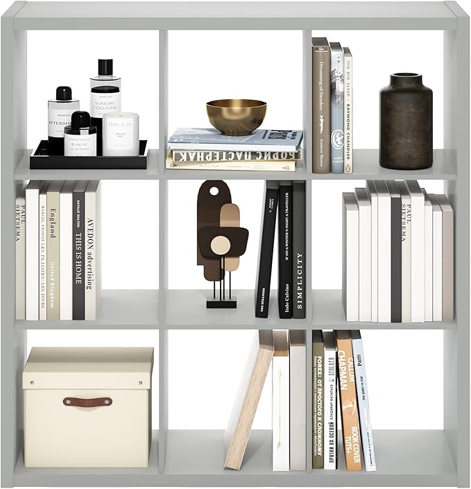 Furinno Cubicle Open Back Decorative Cube Storage Organizer, Light Grey - Image 7