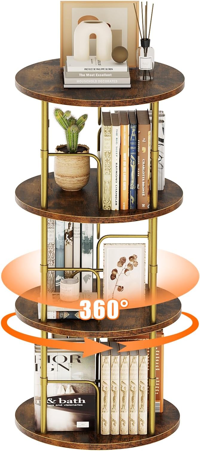 Rotating Bookshelf, 3 Tier Round Revolving Bookcase - Image 8