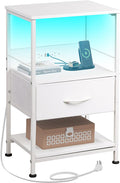 WLIVE White Night Stand with Charging Station, LED Nightstand with Adjustable by WLIVE