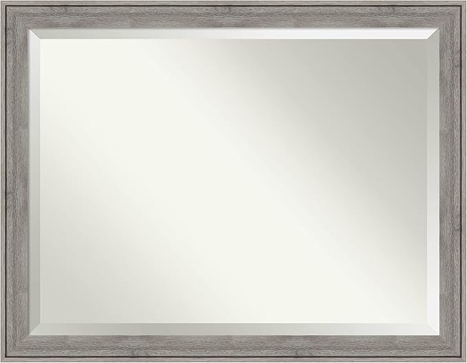 Amanti Art Grey Wall Mirror 35x45 Regis Barnwood Grey Rectangle Bathroom Mirror by AmantiArt