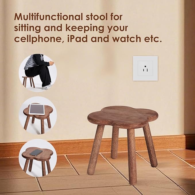 Wooden Step Stool for Adults Upgraded11.6inch Small Wooden Stool - Image 4