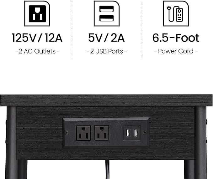 TUTOTAK End Table with Charging Station, Nightstand, 3-Tier Couch Side Table - Image 7