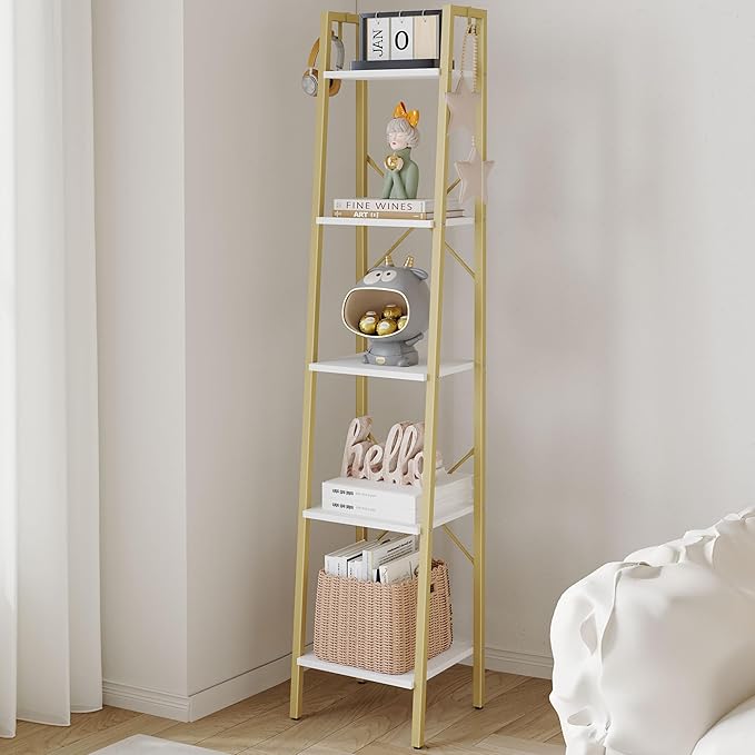 Ladder Shelf, Bookshelf Bookcase, Freestanding Corner Storage Shelve by Hzuaneri