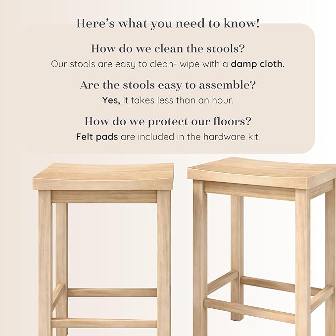 Grain & Grove Smith Collection Set of 2 Solid Wood Counter Height Bar Stools - Image 5