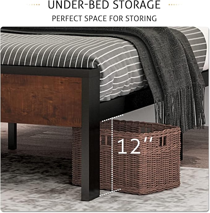 SHA CERLIN 14 Inch King Size Metal Platform Bed Frame - Image 5