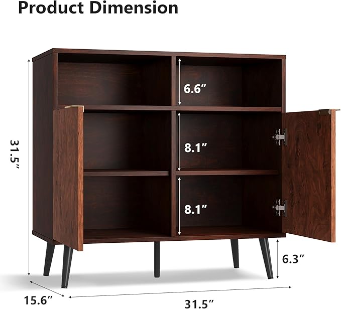 GarveeHome Buffet Cabinet with Drawers, 31.5'' Large Sideboard Buffet Credenza - Image 2