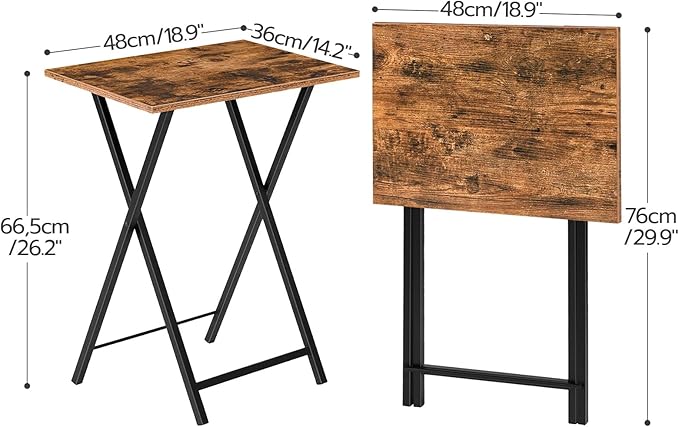 HOOBRO Folding TV Tray Tables, Industrial Side Table - Image 3