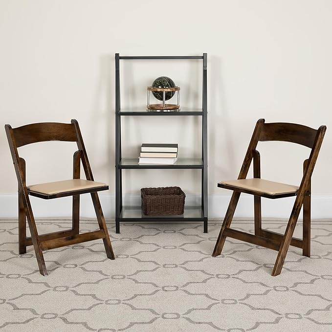 Flash Furniture 4 Pack HERCULES Series Fruitwood Wood Folding Chair - Image 2