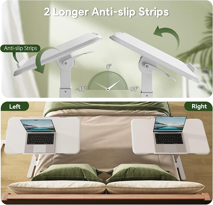Rolling Laptop Desk, 180° Tiltable Mobile Standing Desk Height Adjustable - Image 3