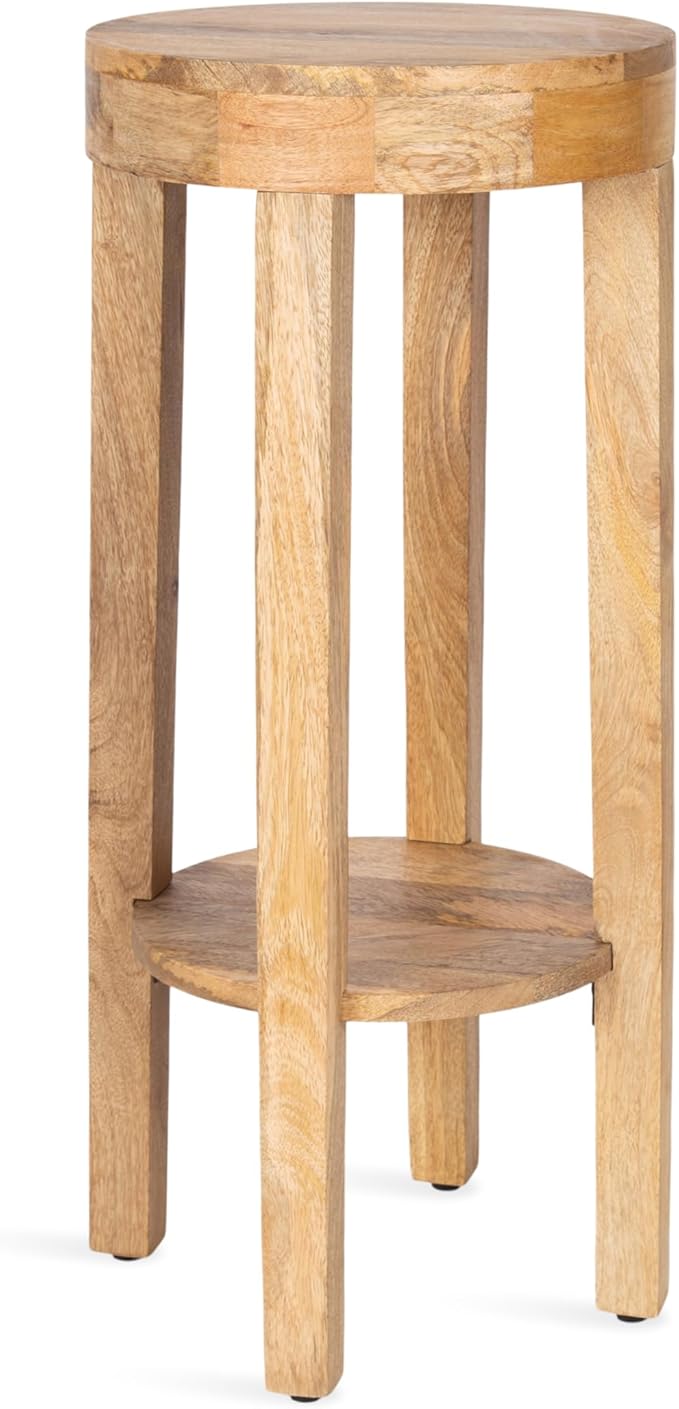 Kate and Laurel Talcott Modern Round Wood Side Table, Natural Wood, by KateandLaurel