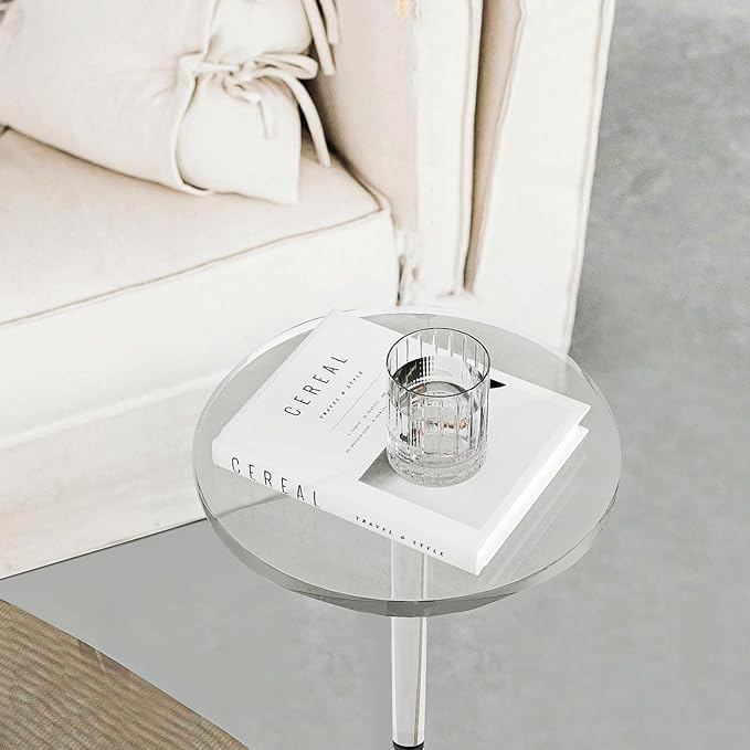 Acrylic Drink Table for Small Spaces, Round End Table for Living Room, Easy - Image 8