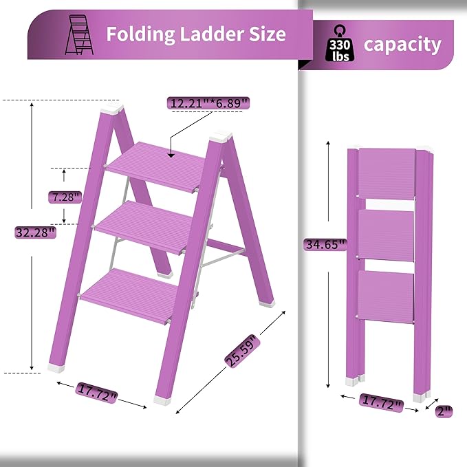 3 Step Lightweight Folding Ladder - Image 2