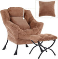 Lazy Chair with Ottoman, Comfy Reading Lounge Chair with Footstool & Throw by YOTATING