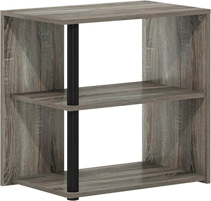Furinno Romain 2-Tier End Table, French Oak/Black - Image 5