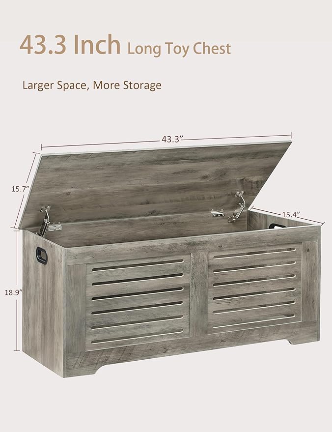 DINZI LVJ Storage Chest, 43.3” Wooden Toy Box - Image 9