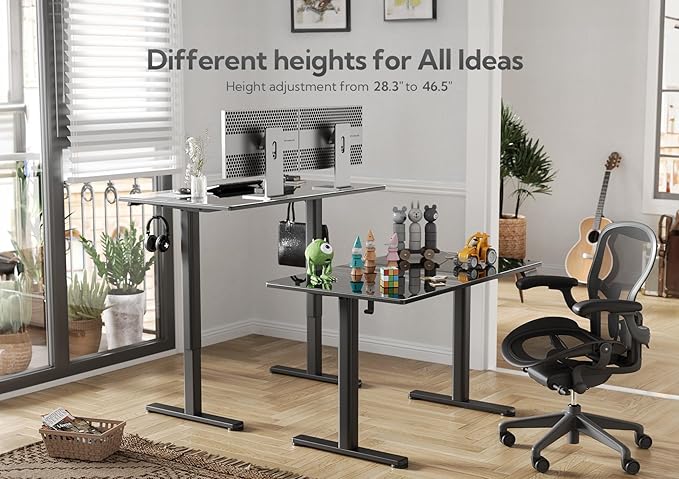 Claiks Electric Glass Standing Desk, 35x20 Inch Adjustable Height Stand Up - Image 5