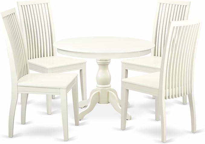 East West Furniture HBIP5-LWH-W 5 Piece Dining Room Table Set Includes a Round by EastWestFurniture