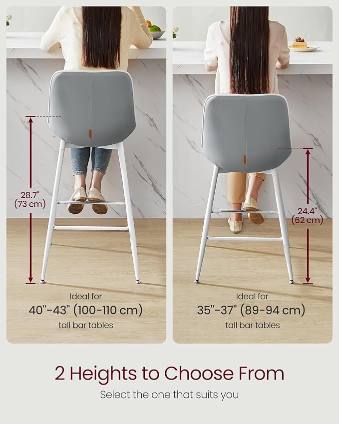 VASAGLE Bar Stools Set of 2, Counter Height Bar Stools - Image 4