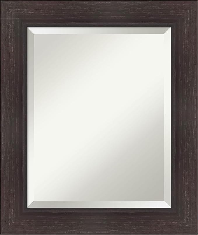 Amanti Art Brown Wall Mirror 26x22 Sloped Espresso Rectangle Bathroom Mirror by AmantiArt