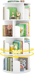 Rotating Bookshelf, Wood Corner Bookshelf, 360 Display Spinning Bookcase by Besiost