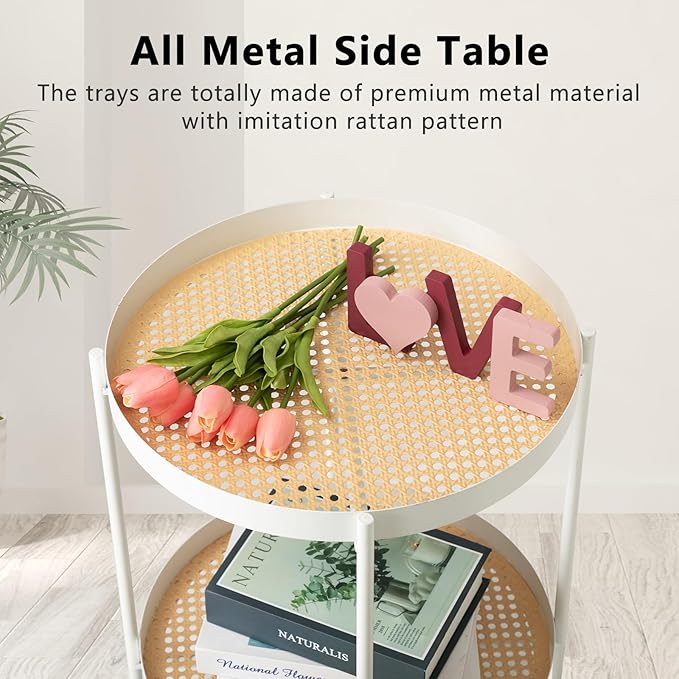 danpinera All Metal Side Table, 2 Tier Anti Rust Small Table - Image 6