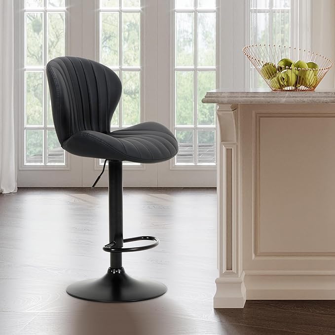 COLAMY Bar Stools Set of 1, Modern Swivel Bar Chairs, Adjustable Faux Leather by COLAMYINC
