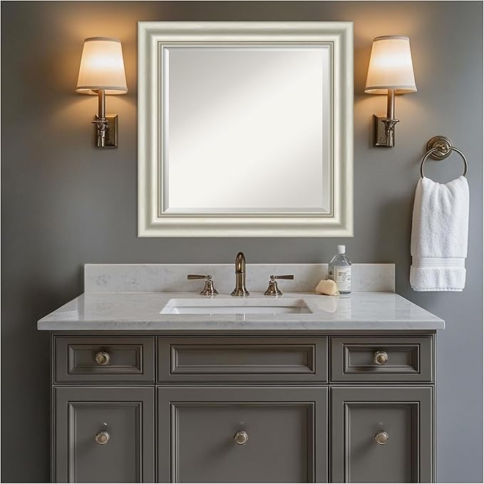 Amanti Art Bathroom Mirror for Over Sink, 26x26 Sophia Silver Square Vanity - Image 7