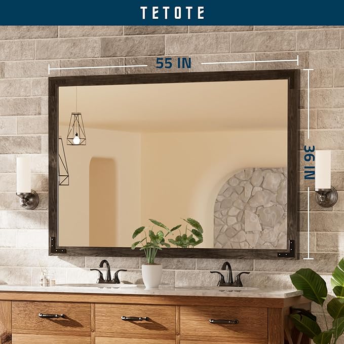 TETOTE 55 x 36 Black Wood Mirror - Image 7