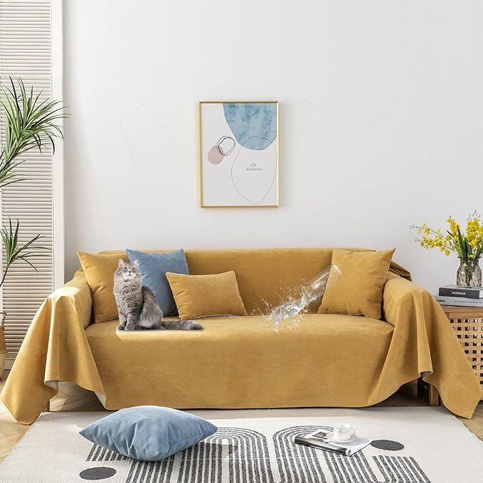 STACYPIK Waterproof Yellow Couch Cover, Non-Slip Sofa Cover by STACYPIK
