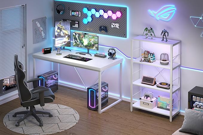 EXCEFUR Home Office Desk, Modern Wood Computer Desk, Wood Study Writing Table - Image 3