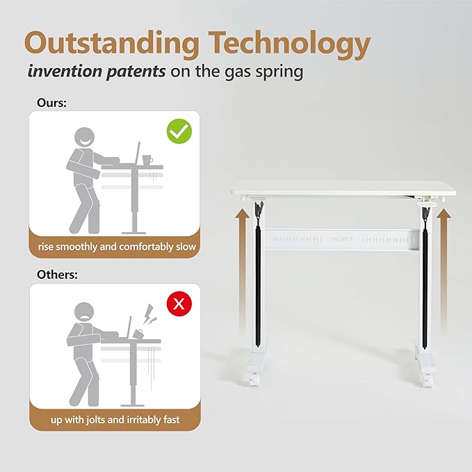 Non-Electric Auto-Lifting Standing Desk, No Knobs or Crank, Rolling and Mobile - Image 4
