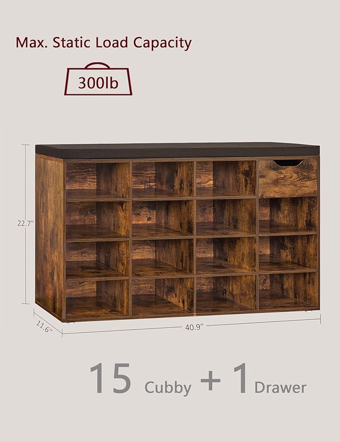 DINZI LVJ Shoe Bench, Entryway Storage Bench - Image 3