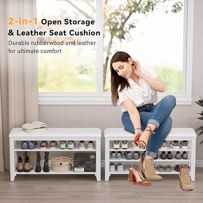 Shoe Bench Storage Rubberwood - Image 3
