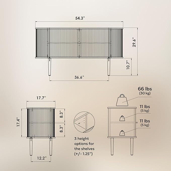 WERMO 55'' Sideboard Storage Cabinet - Image 2