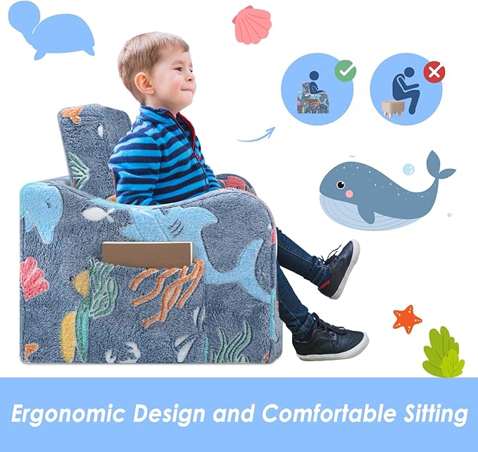 Kids Couch Extra Large, Glow in The Dark 2-in-1 Folding Kids Sofa Bed - Image 7