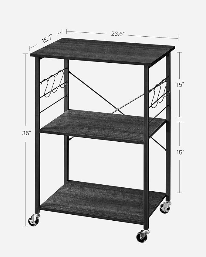 VASAGLE Kitchen Shelf on Wheels, Serving Cart - Image 3