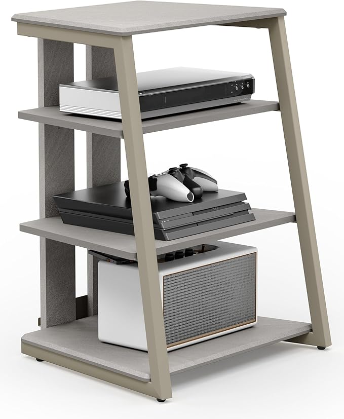 FITUEYES Design 4-Tier AV Media Stand Corner Shelf Stand Wooden Corner Shelves by FITUEYES