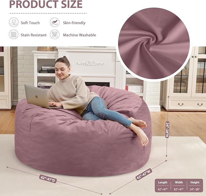 4FT Bean Bag Chair, Large Bean Bag Chairs - Image 3
