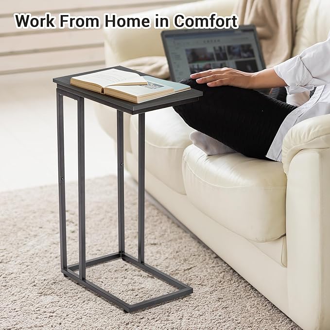 C-Shaped End Table, TV Tray Set of 2, Couch Side Laptop Desk, - Image 4