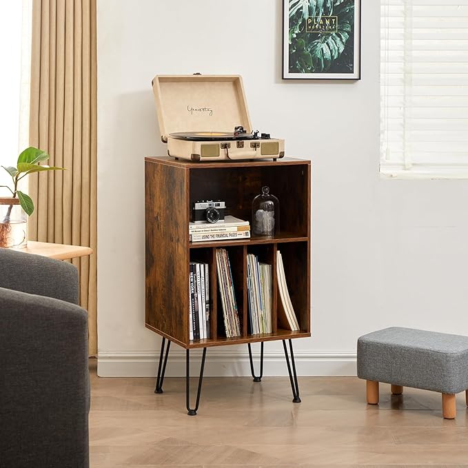 Record Player Stand with Vinyl Storage, Vinyl Record Storage Cabinet Holds Up - Image 4