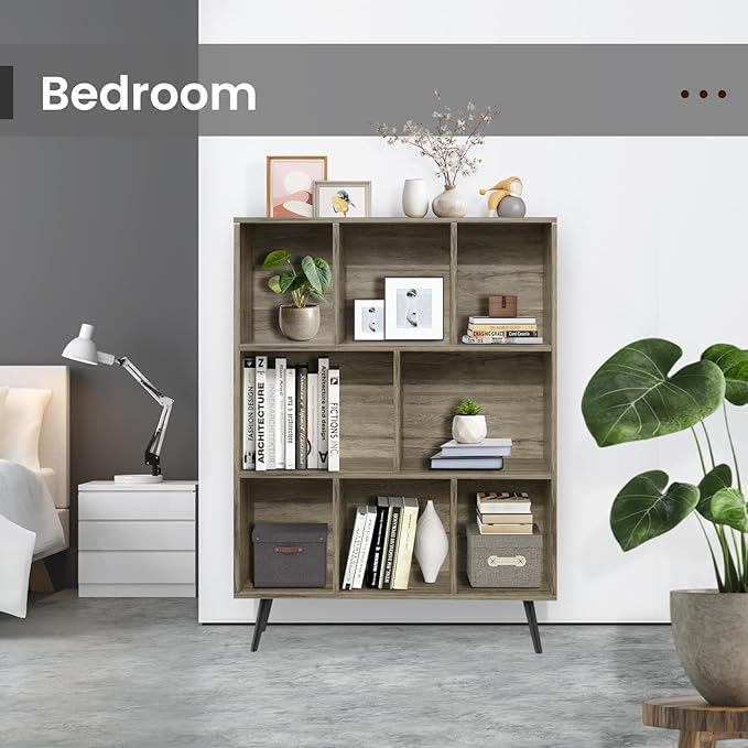Bookshelf, 3-Tier 8 Cube Open Wooden Book Shelf - Image 6