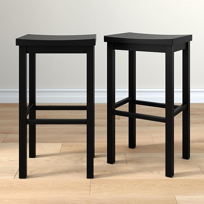 Grain & Grove Smith Collection Set of 2 Solid Wood Bar Stools, 30 inch by GrainGrove