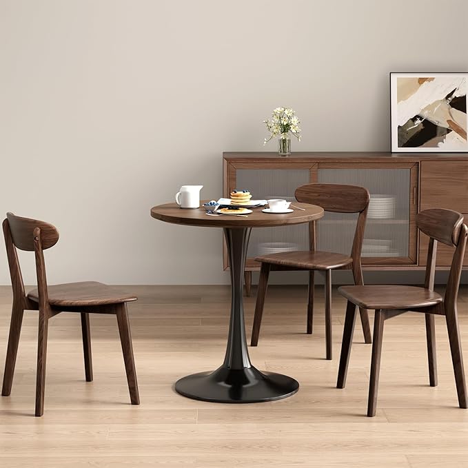 24 inch Small Tulip Table for 2 Person, Walnut Round Dining Table for Kitchen - Image 5