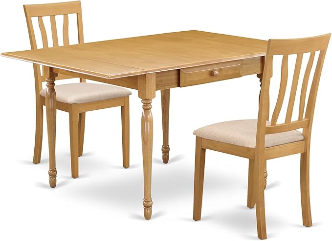 East West Furniture MZAN3-OAK-C 3 Piece Dining Room Table Set Contains a by EastWestFurniture
