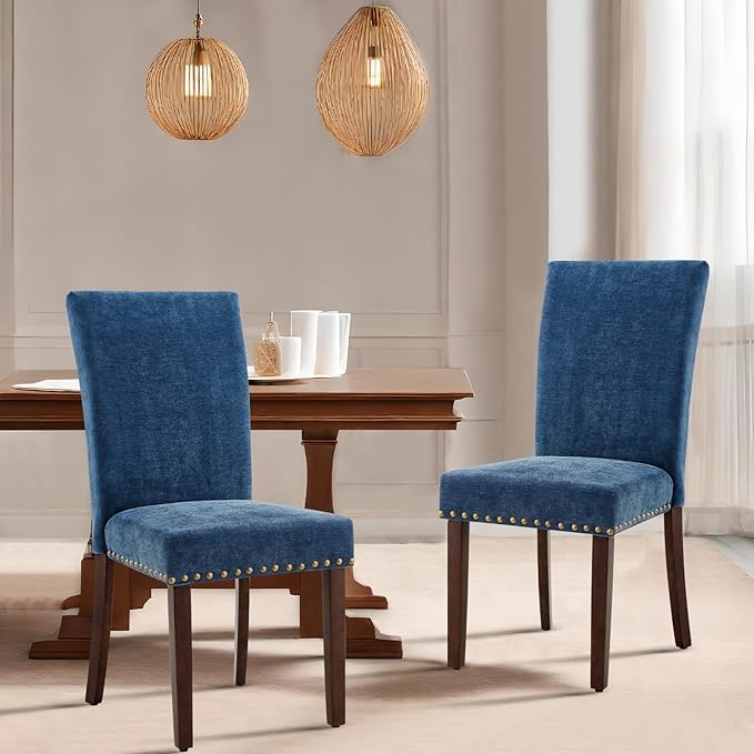 COLAMY Upholstered Parsons Dining Chairs Set of 4, Fabric Dining Room Kitchen - Image 2